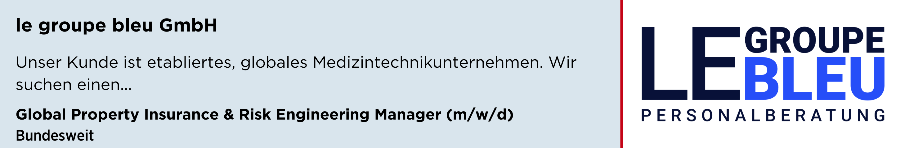 le groupe bleu GmbH, global property insurance risk engineering manager, bundesweit, stellenanzeige