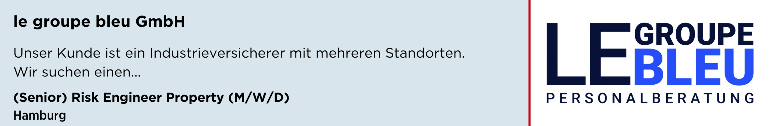 le groupe bleu GmbH,risk engineer property, hamburg, stellenanzeige