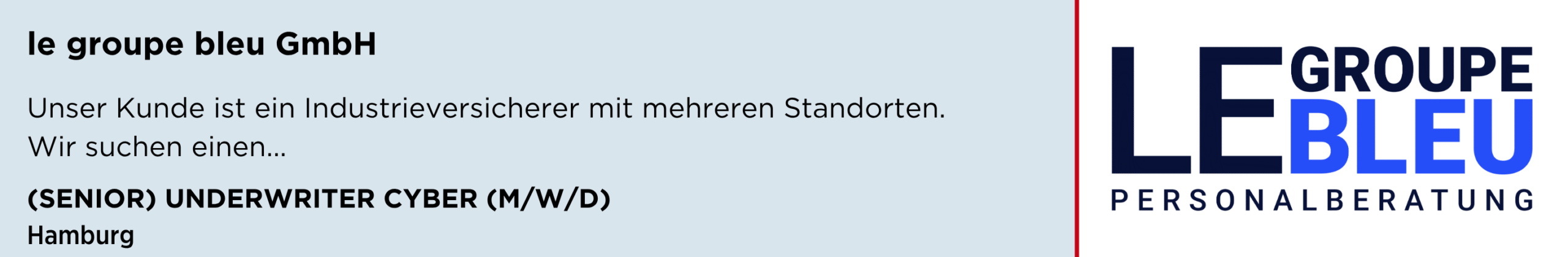 le groupe bleu GmbH, senior underwriter cyber, hamburg, stellenanzeige