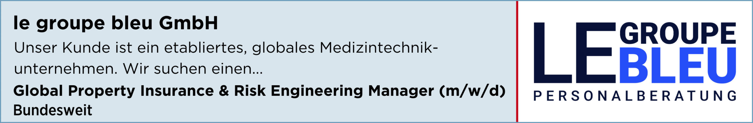 le groupe bleu GmbH, global property insurance risk engineering manager, bundesweit, stellenanzeige