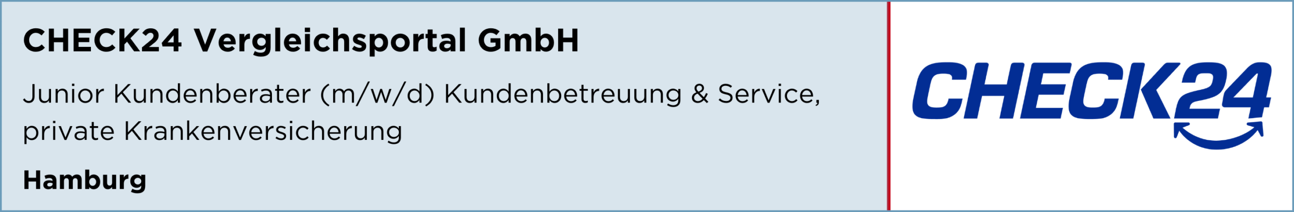 Check24 Vergleichsportal GmbH, junior kundenberater kundenbetreuung & service, private krankenversicherung,Hamburg, stellenanzeige
