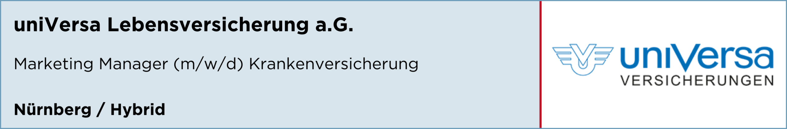 uniVersa Lebensversicherung a.G., Marketing Manager Krankenversicherung, nürnberg, stellenanzeige